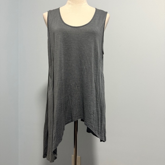 EILEEN FISHER Tank Top 1X Silk/Cotton Tunic Scoop Neck Asymmetric Shell Gray - Picture 1 of 8